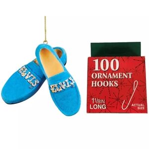 Elvis Presley Blue Suede Shoes Bluegrass Rock Christmas Ornament + Hooks Bundle